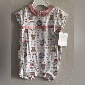 NWT Baby Boy Vintage Carter’s nautical patriotic Onesie romper Bear 6-9m months